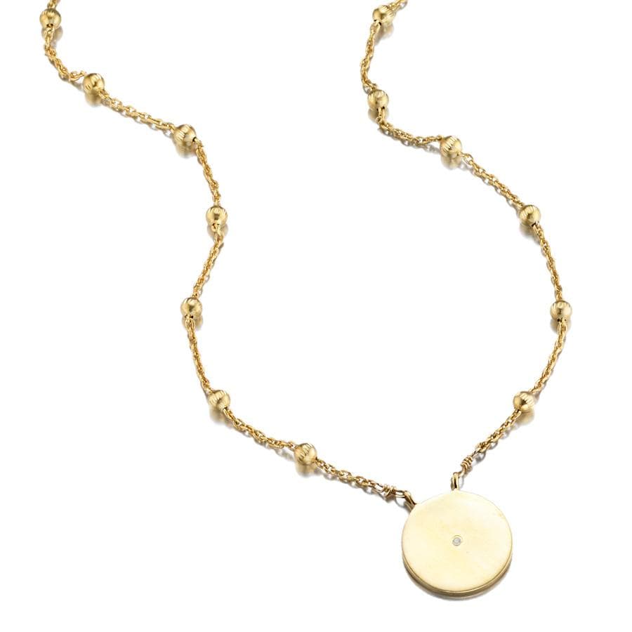ela rae lara ball chain disc charm necklace 14k yellow gold plate
