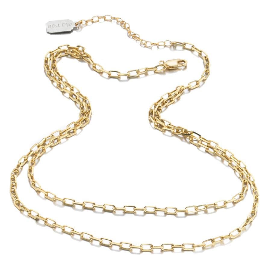 ela rae lina double rectangle chain necklace 14k yellow gold plate