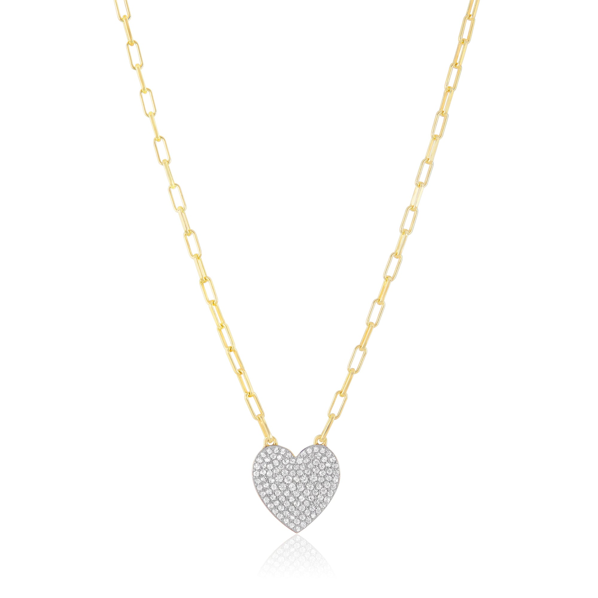 pave medium heart charm necklace