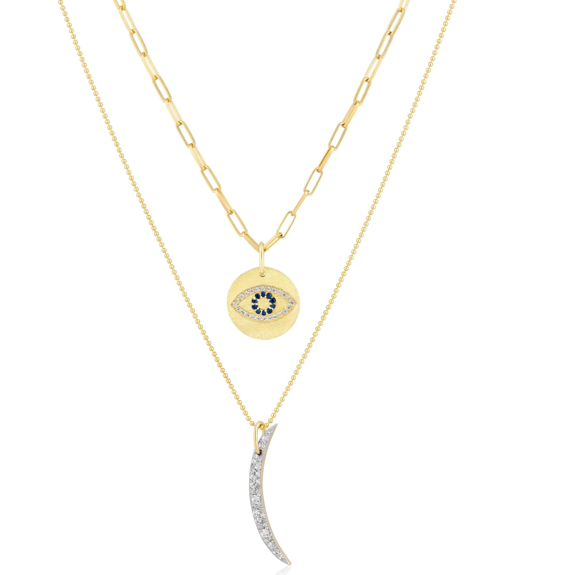 double layer | evil eye disc & moon sliver