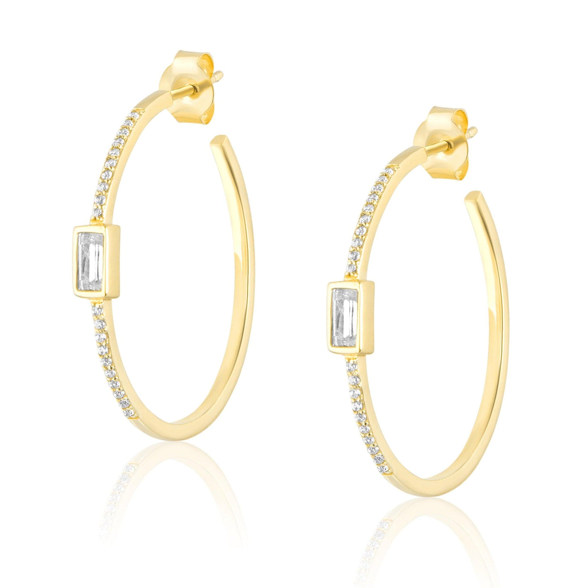 pave baguette topaz hoops