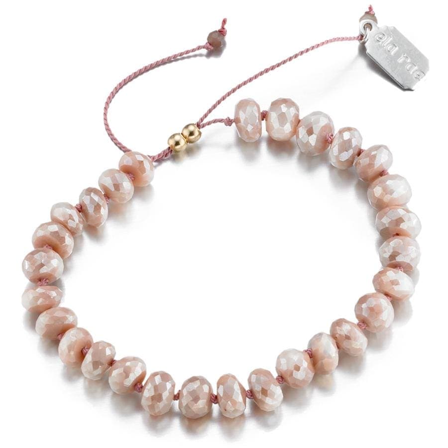 ela rae diana knots luxe bracelet pink moonstone silk