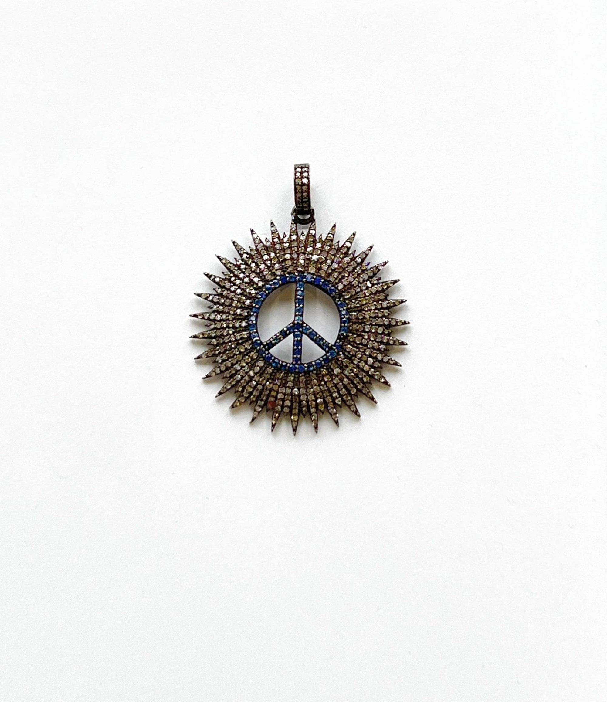 Diamond peace sunburst pendant