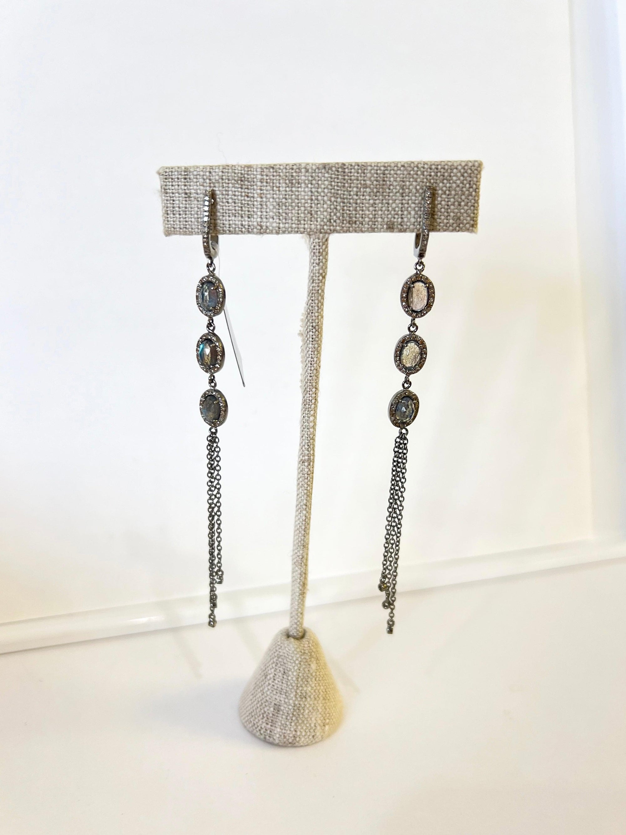 Labradorite diamond pave chain dangles