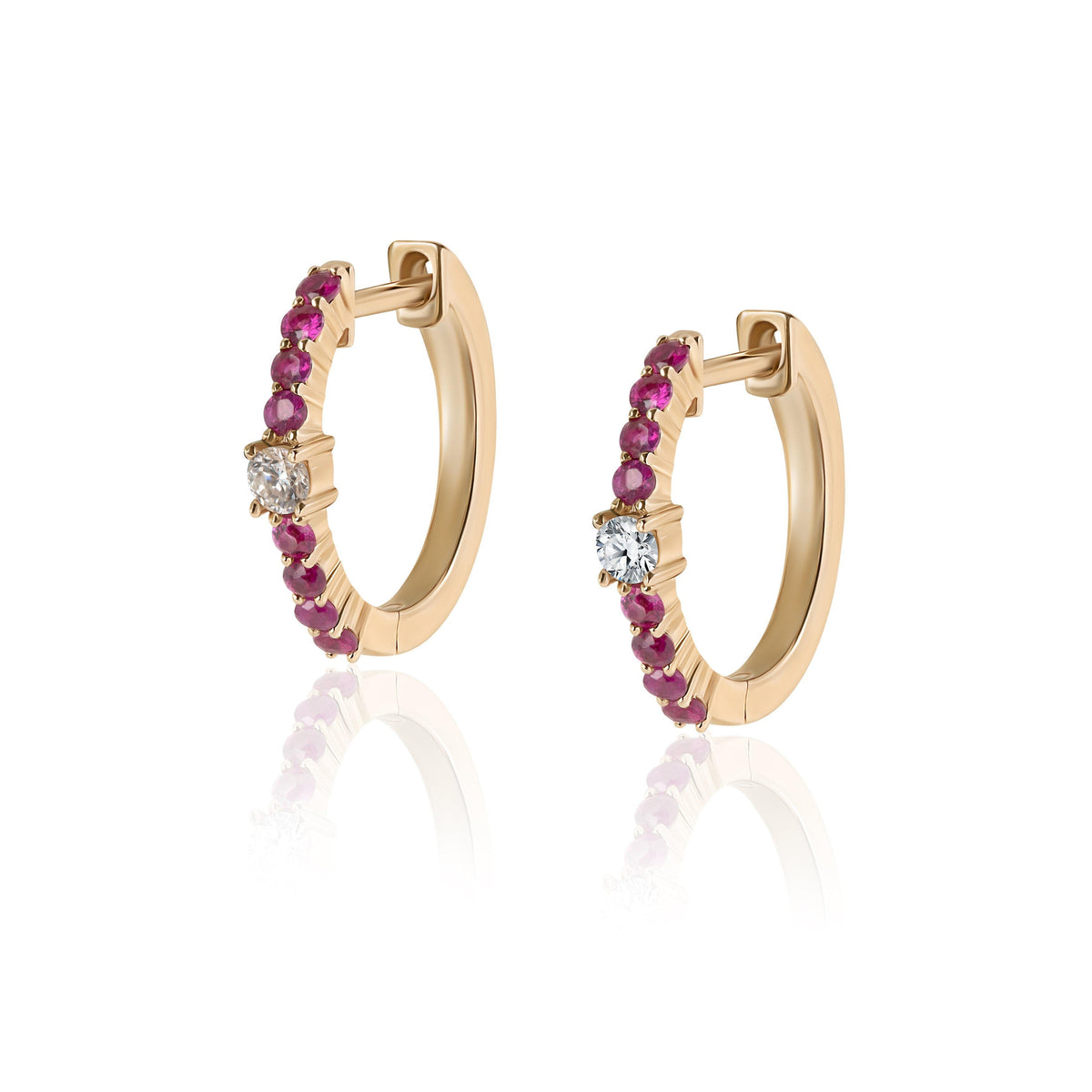 ruby pave &amp; diamond huggies