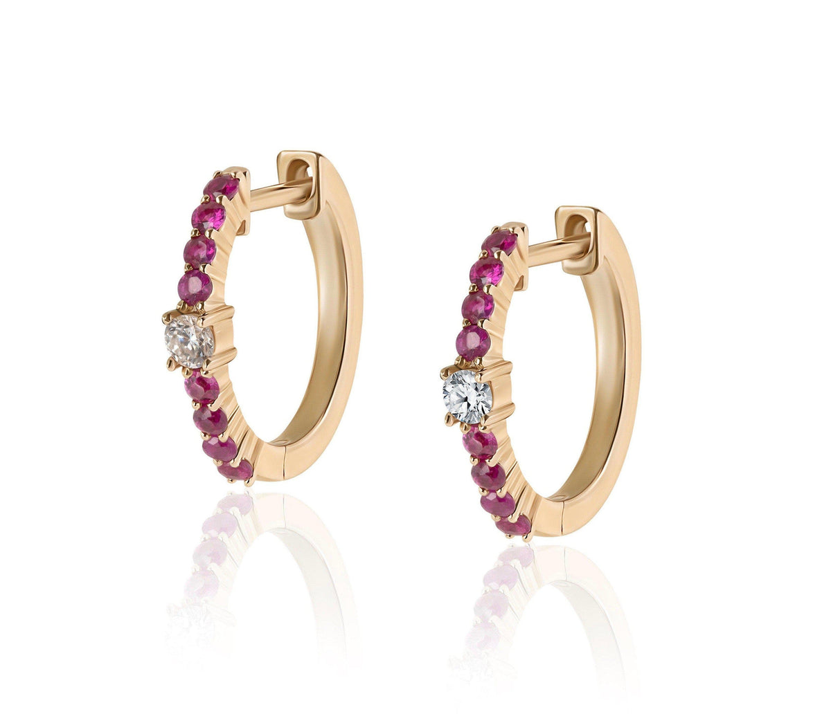 ruby pave &amp; diamond huggies