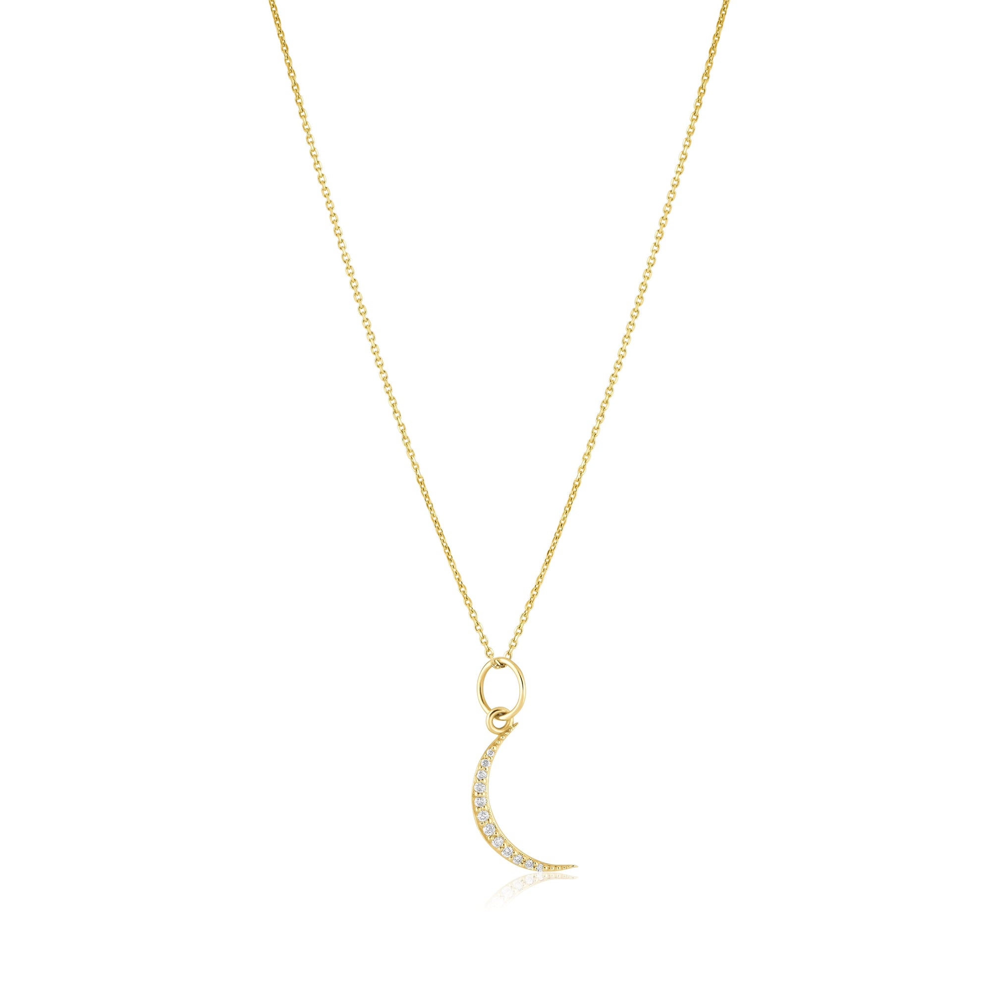 diamond mini moon sliver necklace