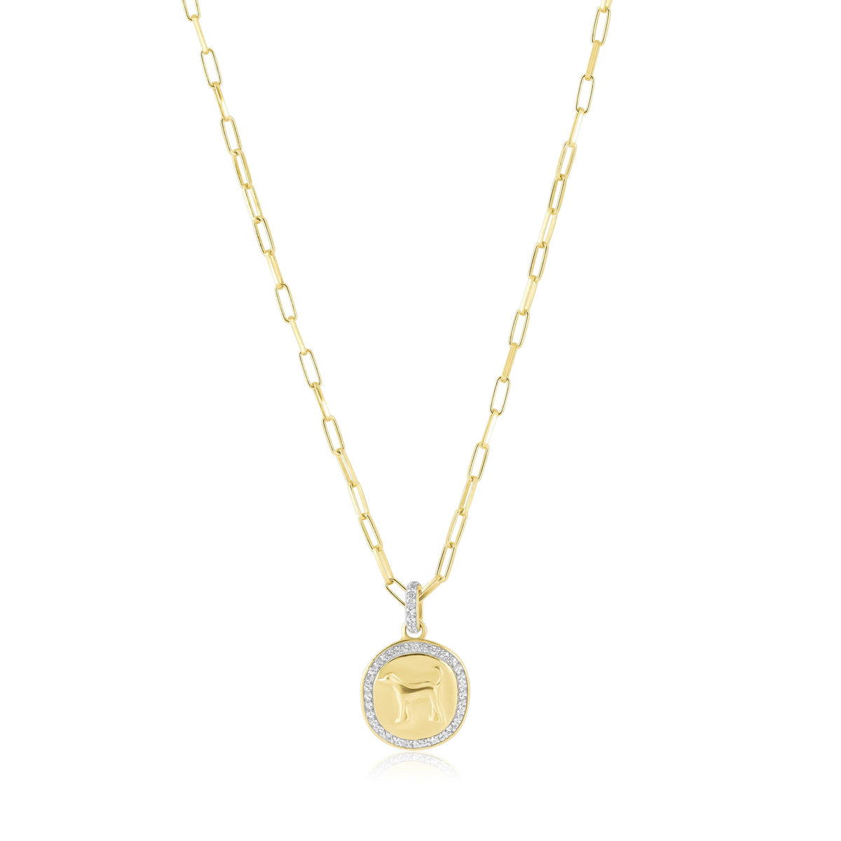 pave dog coin necklace