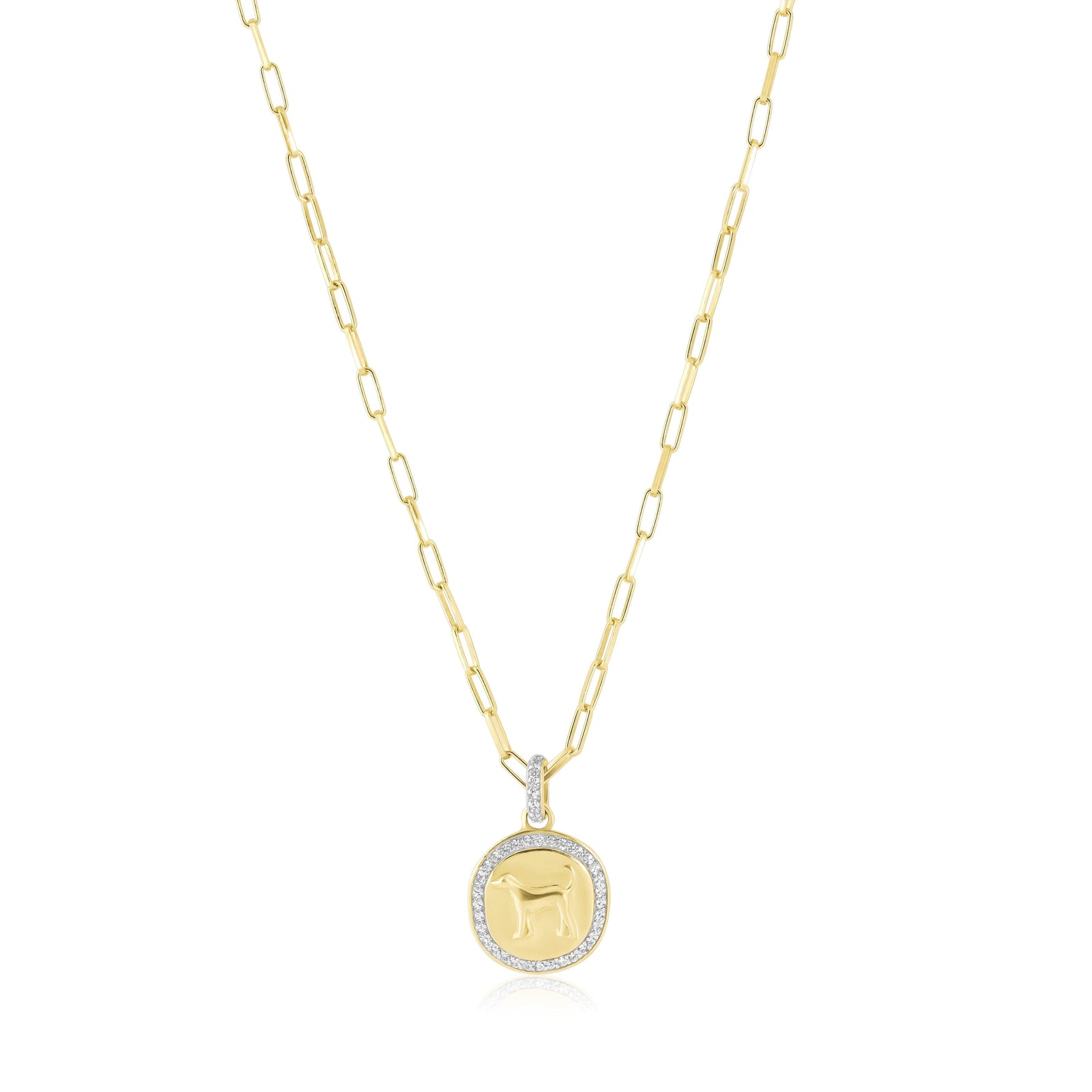 pave dog coin necklace