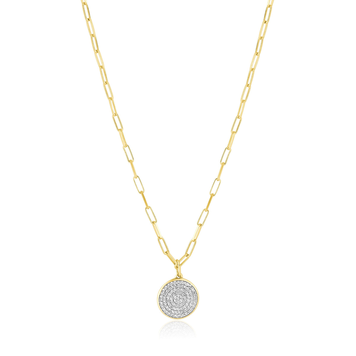 pave disc pendant necklace