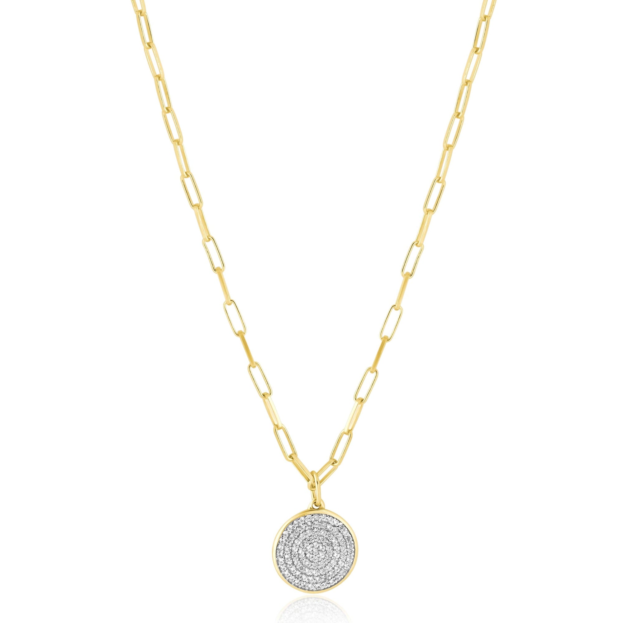 pave disc pendant necklace