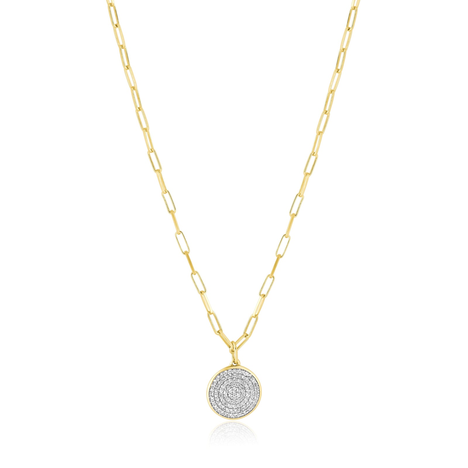 pave disc pendant necklace