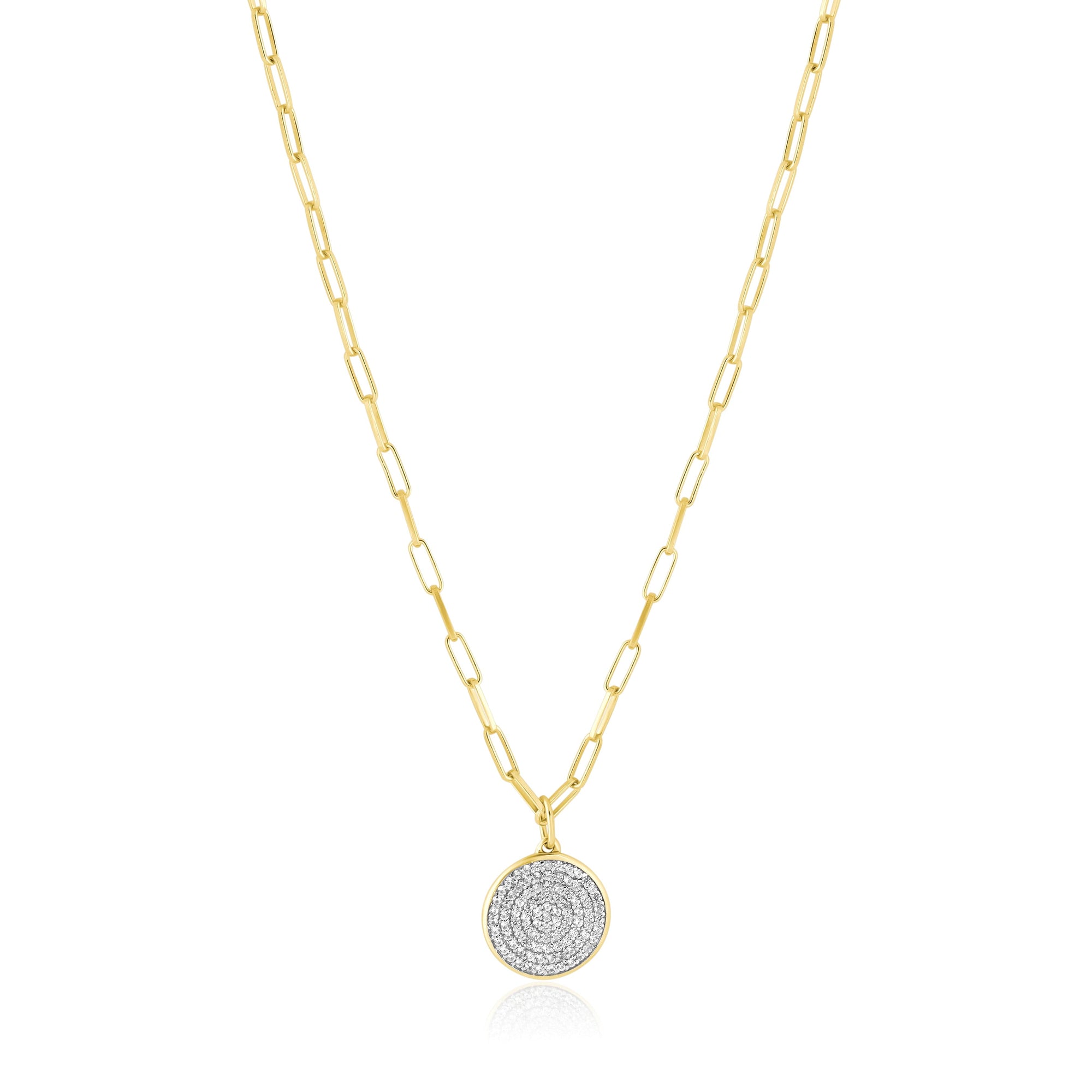 pave disc pendant necklace