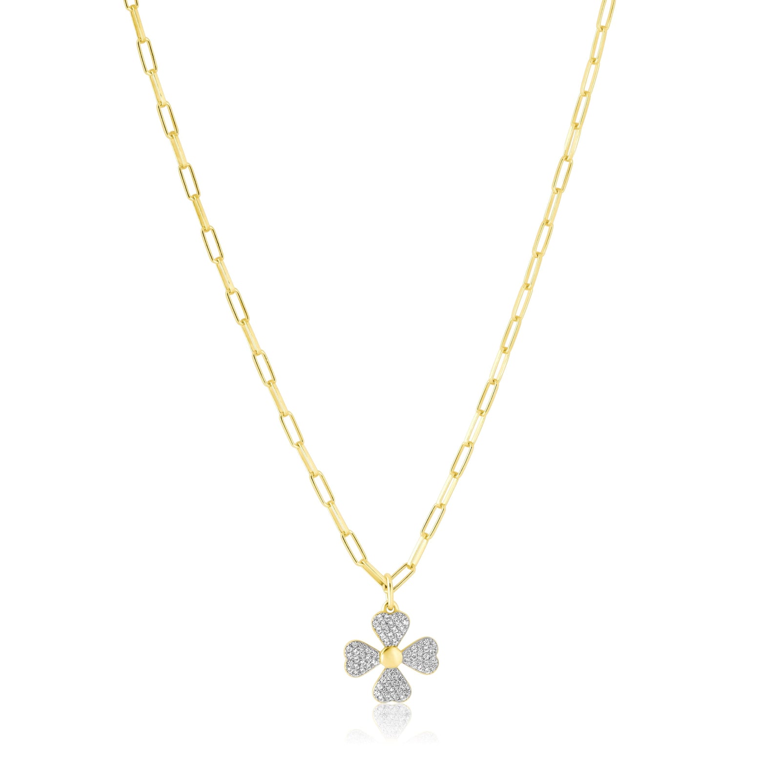 mini pave clover necklace