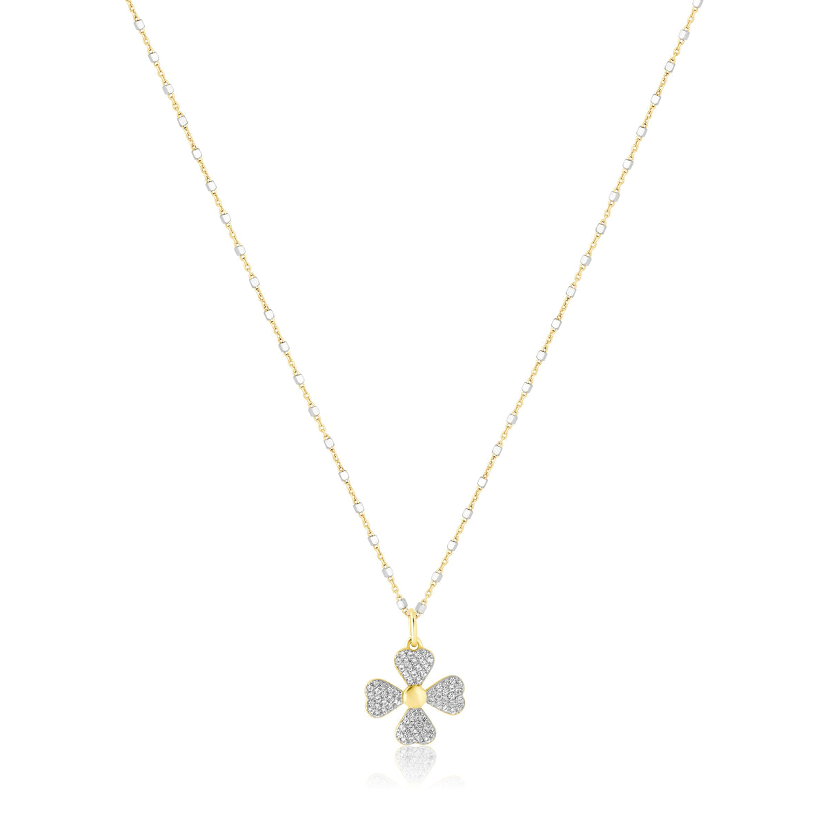 mini pave clover necklace