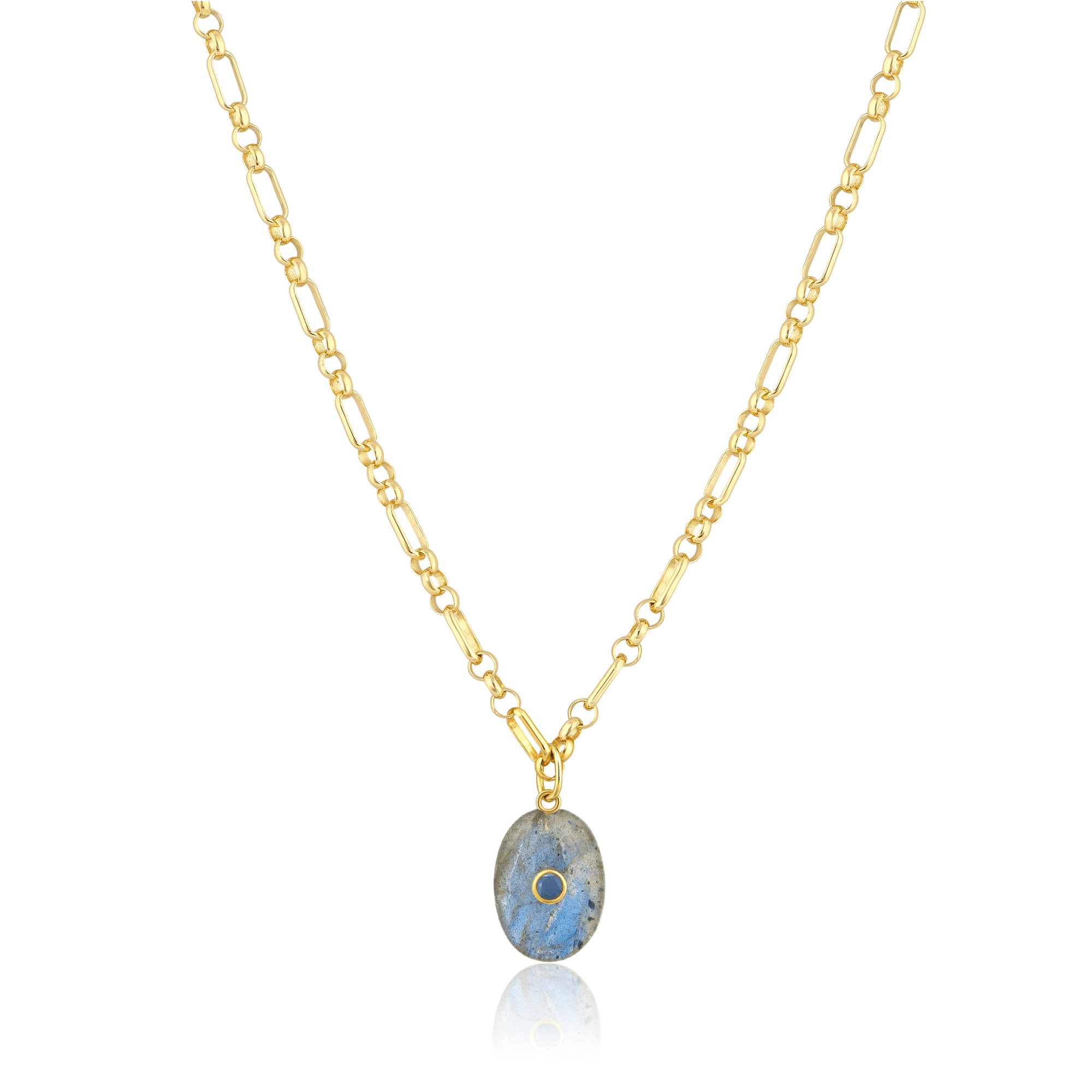 oval stone pendant | triple link necklace