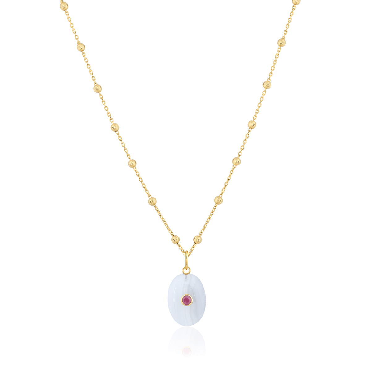 oval stone pendant | satellite ball chain