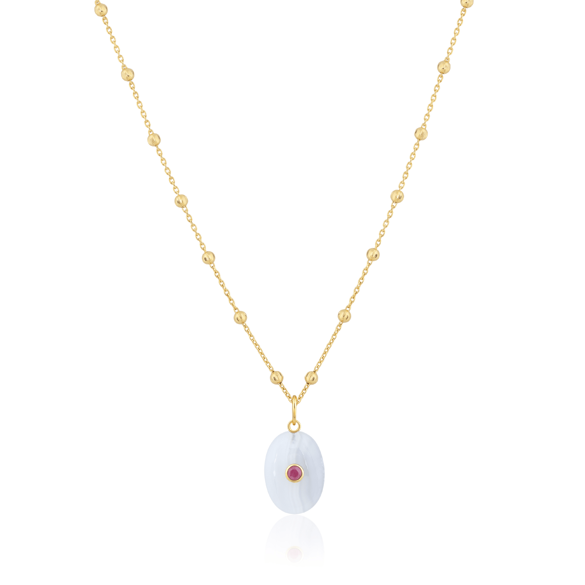 oval stone pendant | satellite ball chain