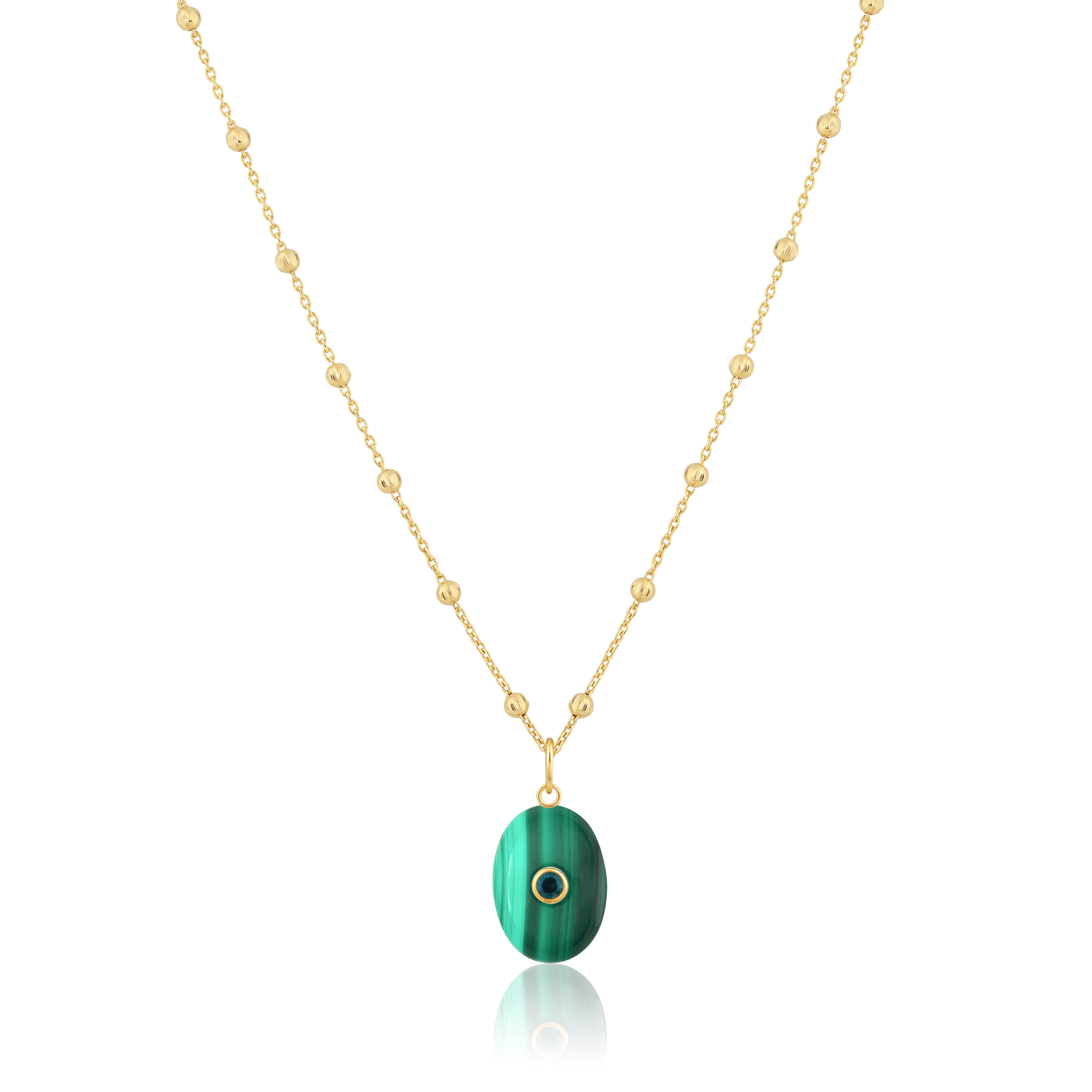 oval stone pendant | satellite ball chain