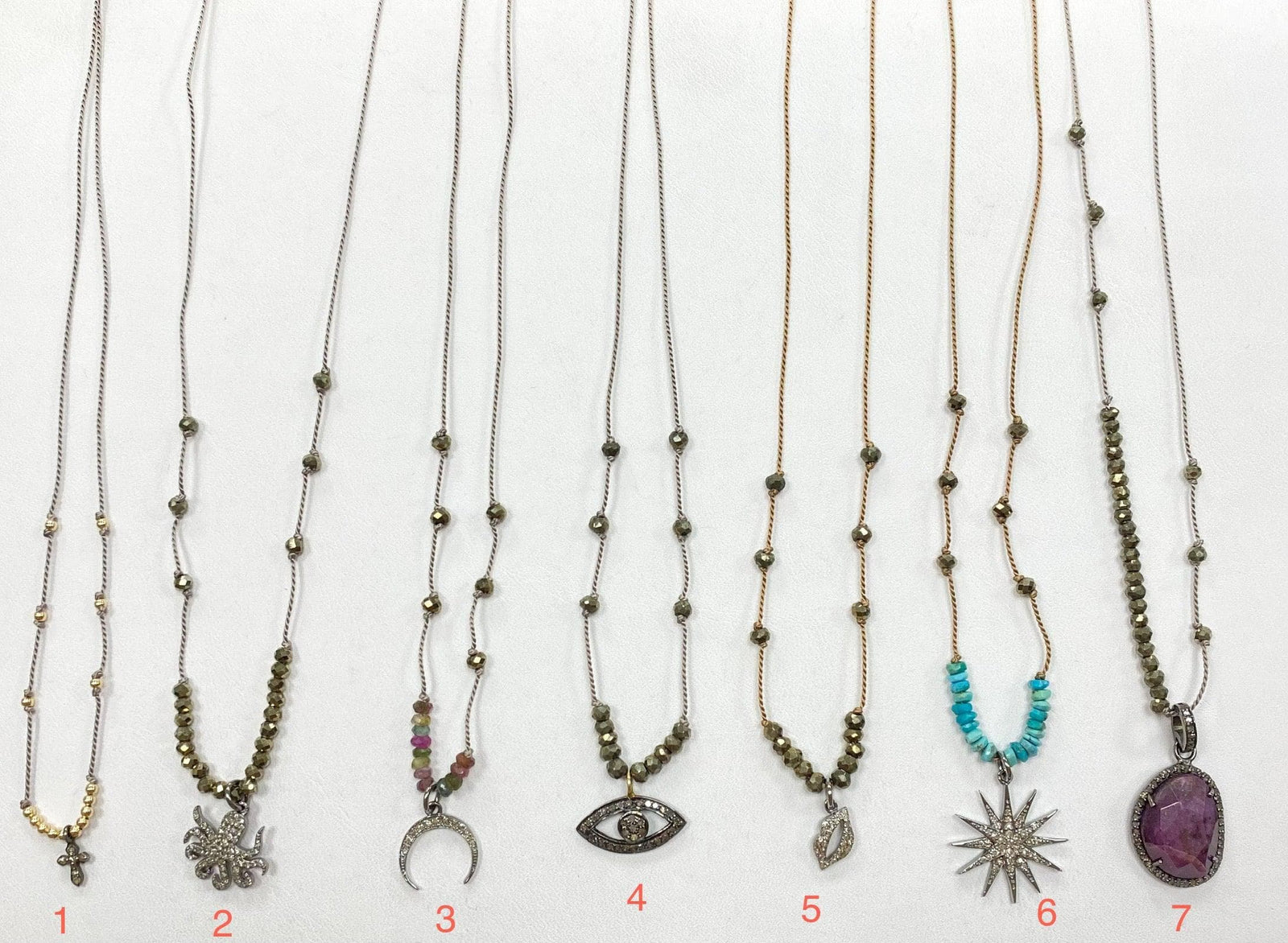 silk diamond charm necklaces RH