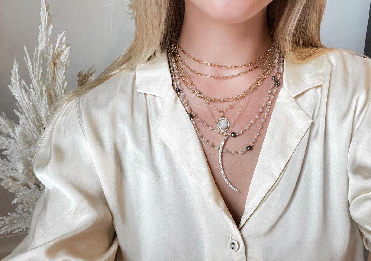 jumbo moon sliver charm necklace