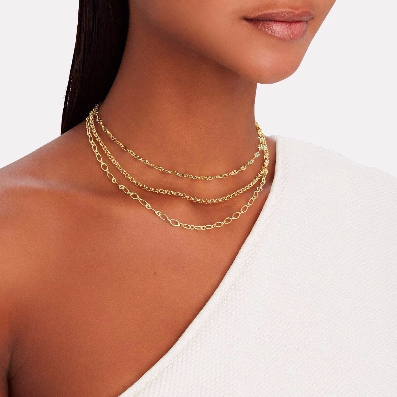 three layer chain | oval & round