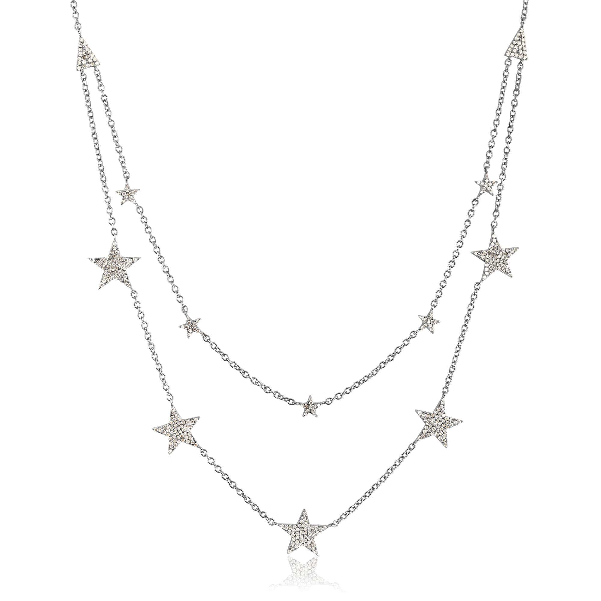 ela rae double star necklace diamond sterling silver