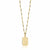 ela rae dog tag initial semi precious necklace pyrite 14k yellow gold plate white zircon