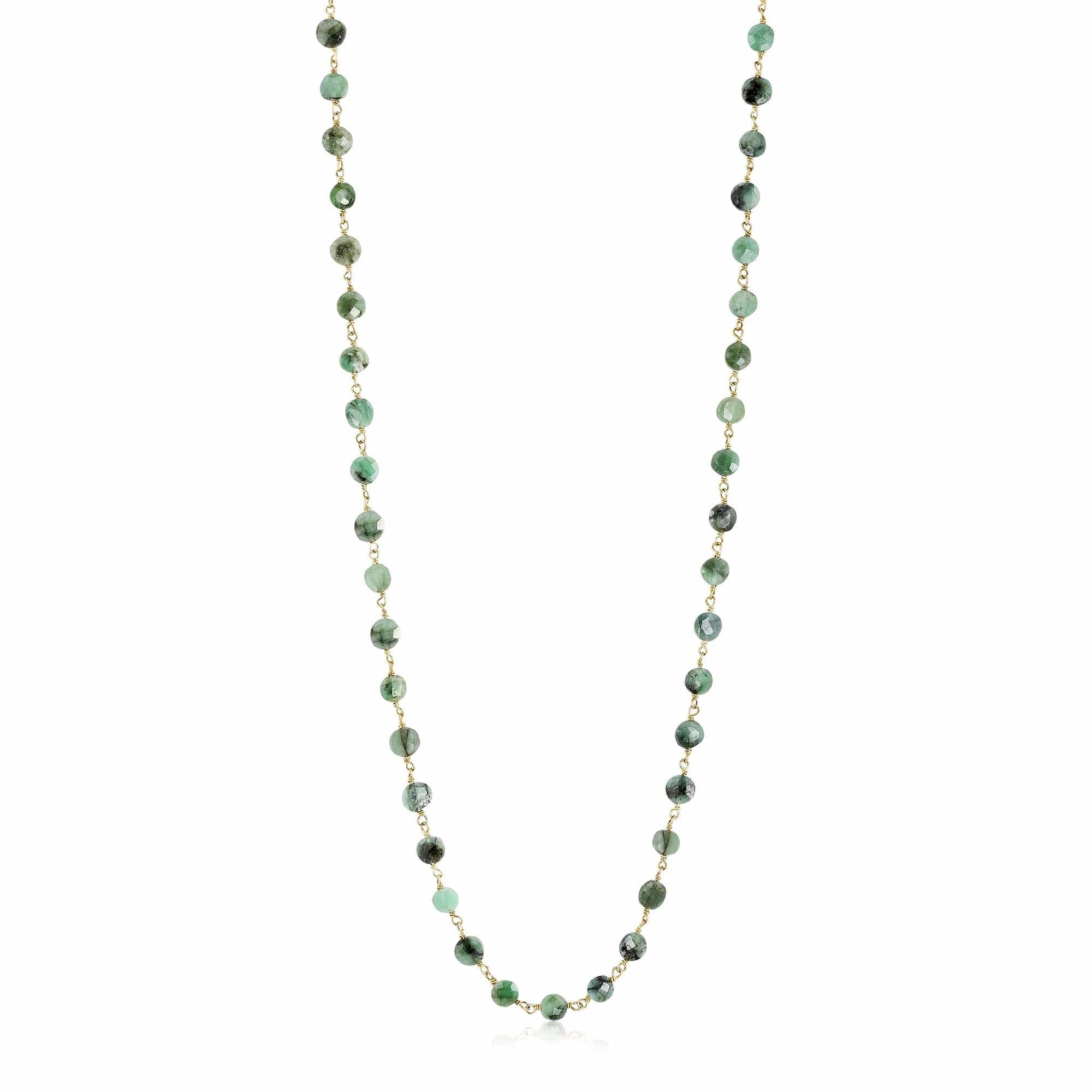 ela rae diana coin necklace emerald 14k yellow gold plate