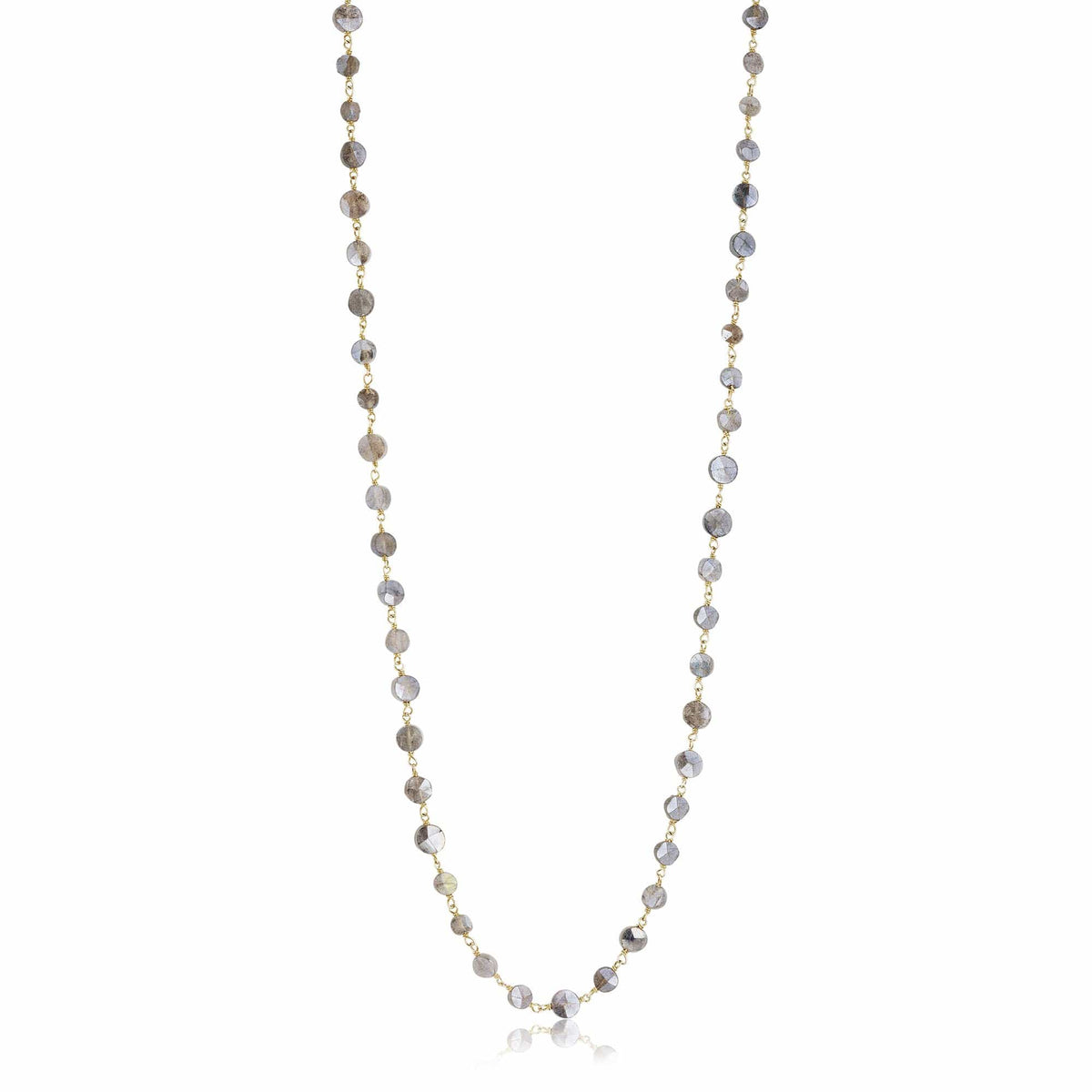 ela rae diana coin necklace labradorite 14k yellow gold plate