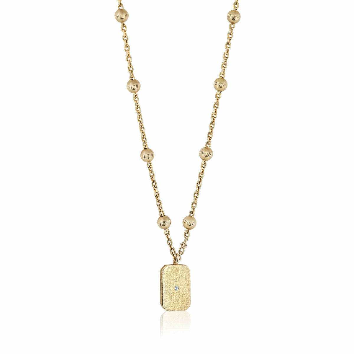 ela rae lara mini rectangle necklace matte 14k yellow gold plate