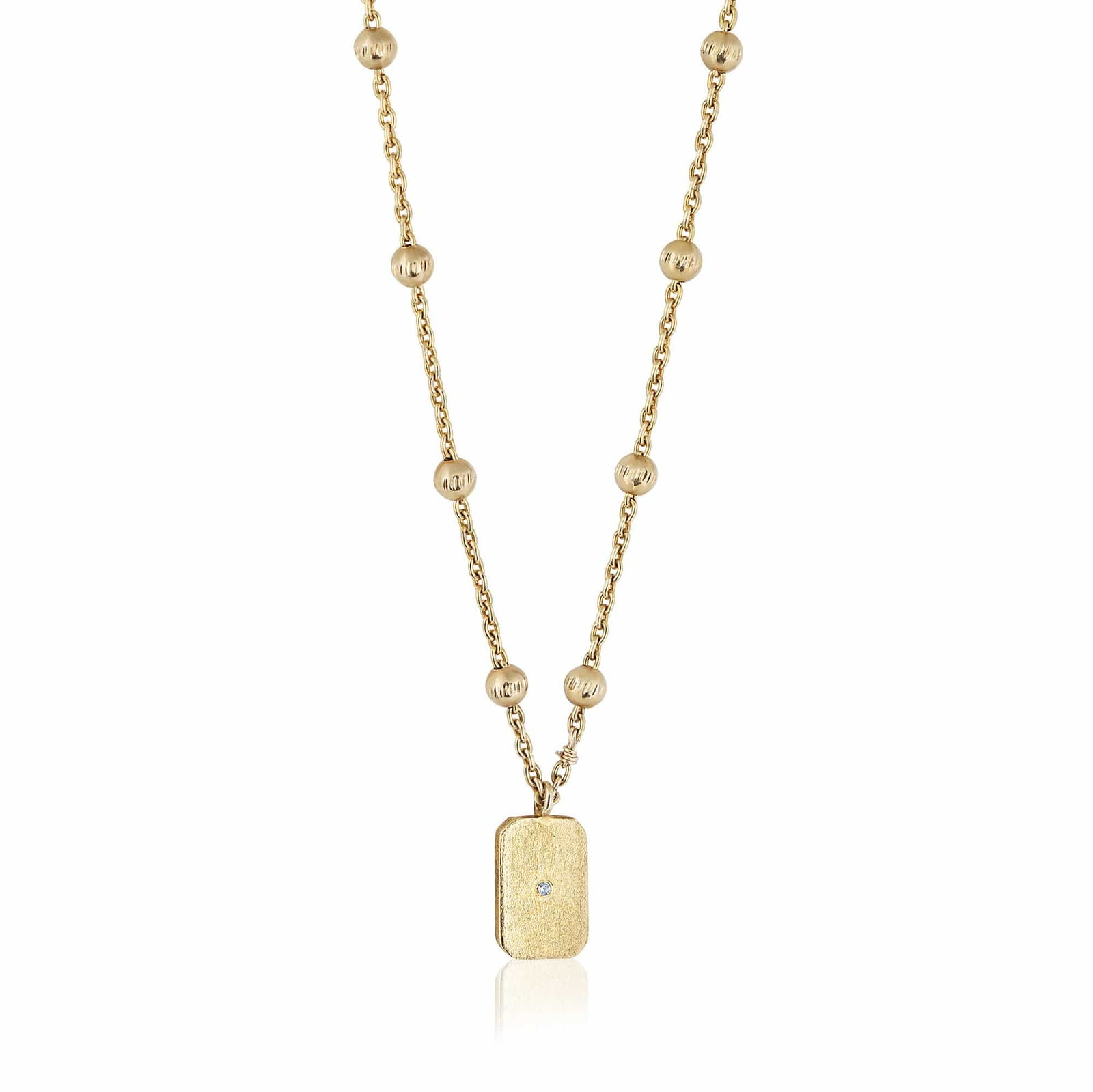 ela rae lara mini rectangle necklace matte 14k yellow gold plate