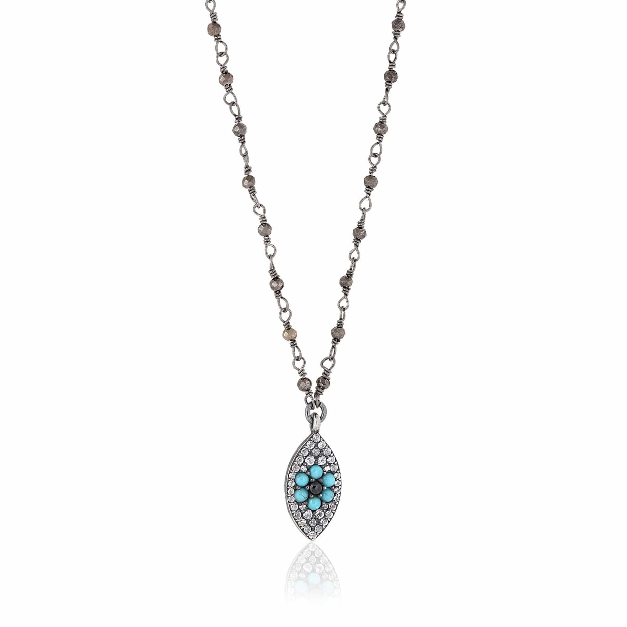 ela rae evil eye necklace turquoise white zircon 14k yellow gold plate