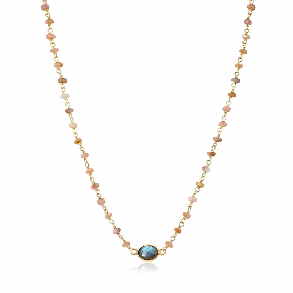 ela rae libi choker necklace brown moonstone labradorite 14k yellow gold plate
