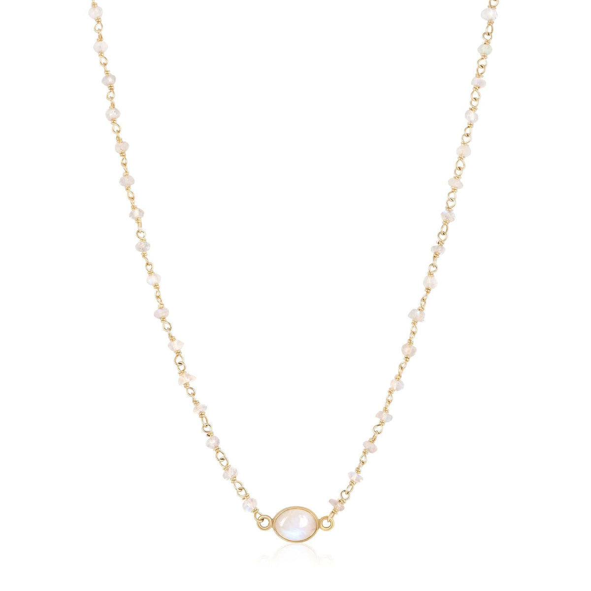 ela rae libi choker necklace rainbow moonstone 14k yellow gold plate