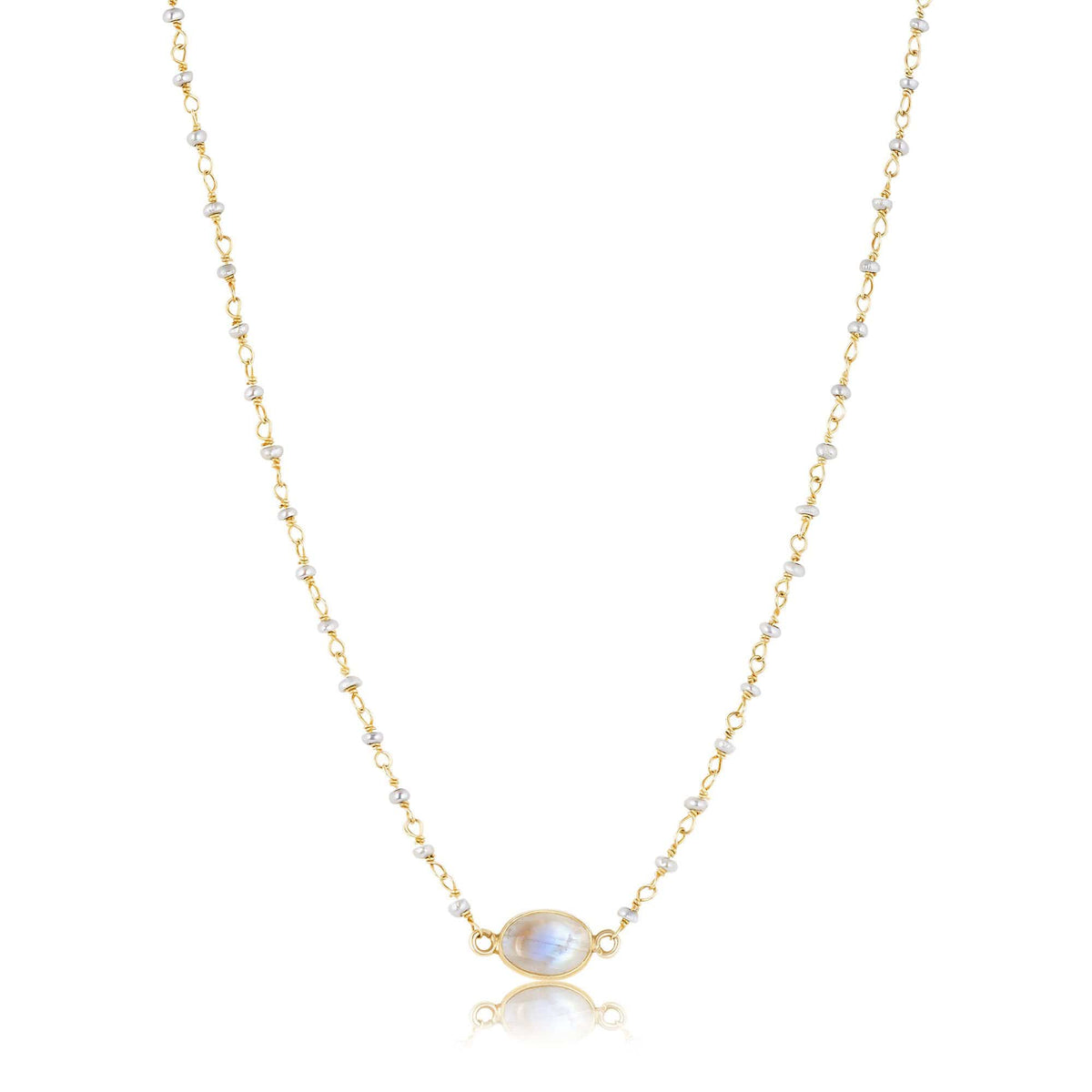 ela rae libi choker necklace pearl rainbow moonstone 14k yellow gold plate