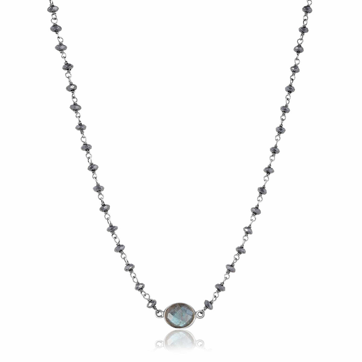 ela rae libi choker necklace hematite labradorite sterling silver