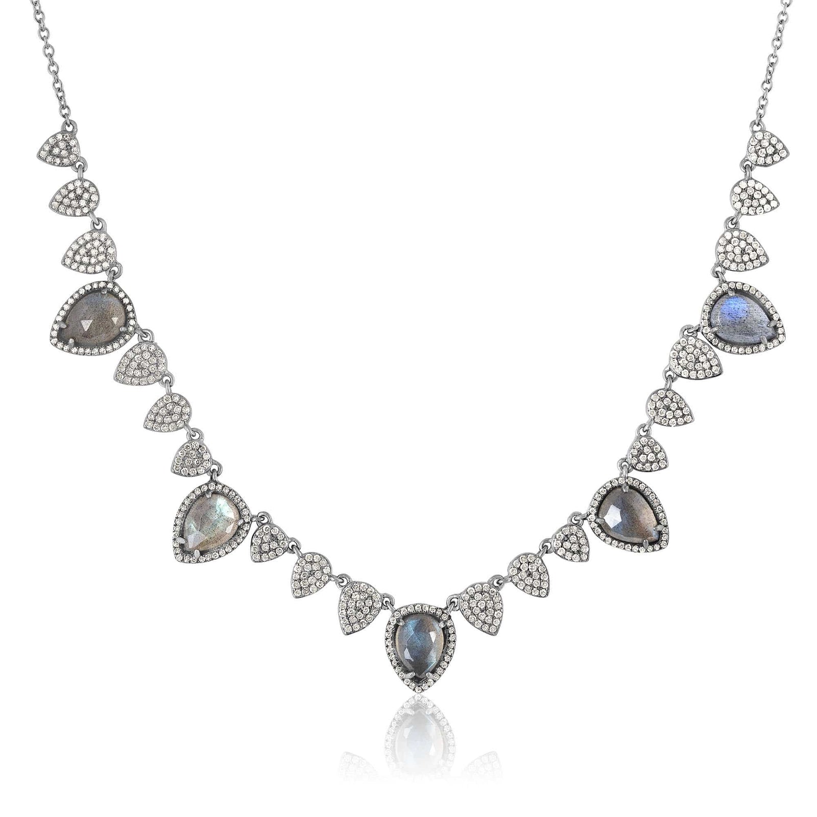 ela rae labradorite luxe diamond pear collar necklace sterling silver