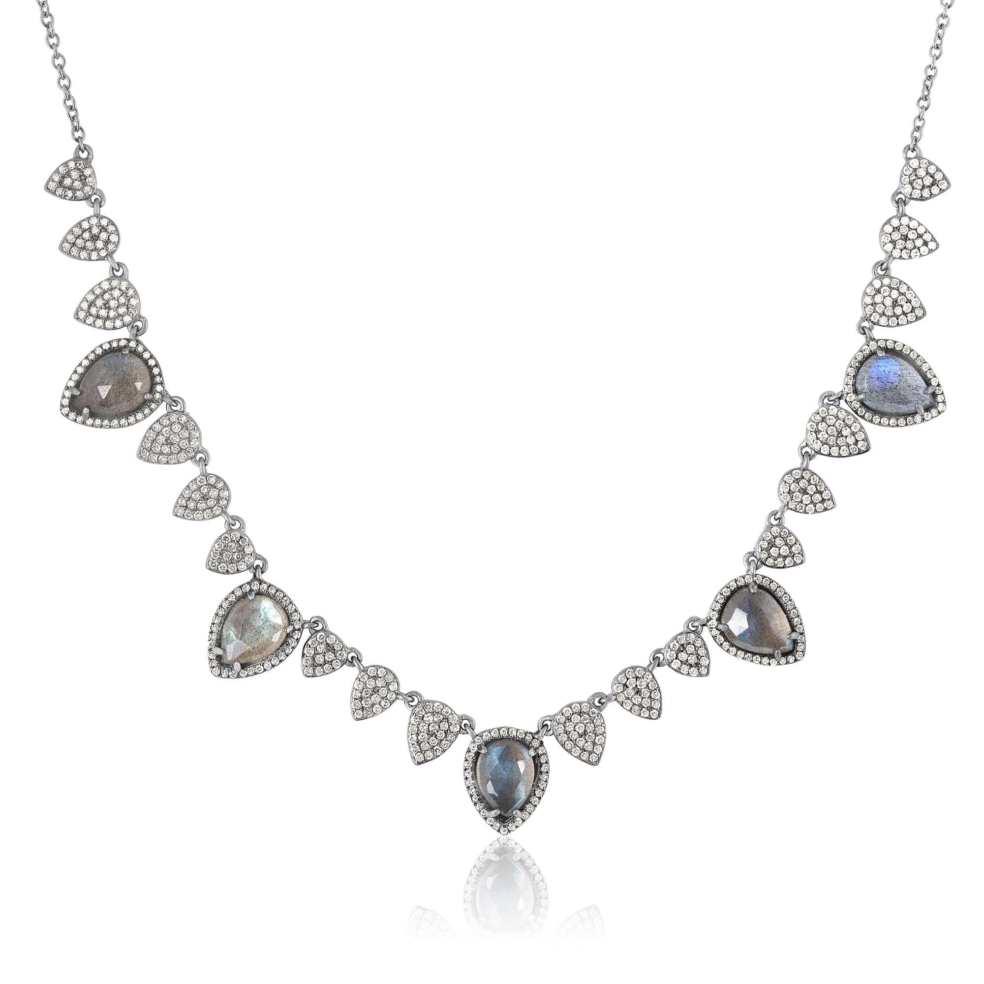 ela rae labradorite luxe diamond pear collar necklace sterling silver