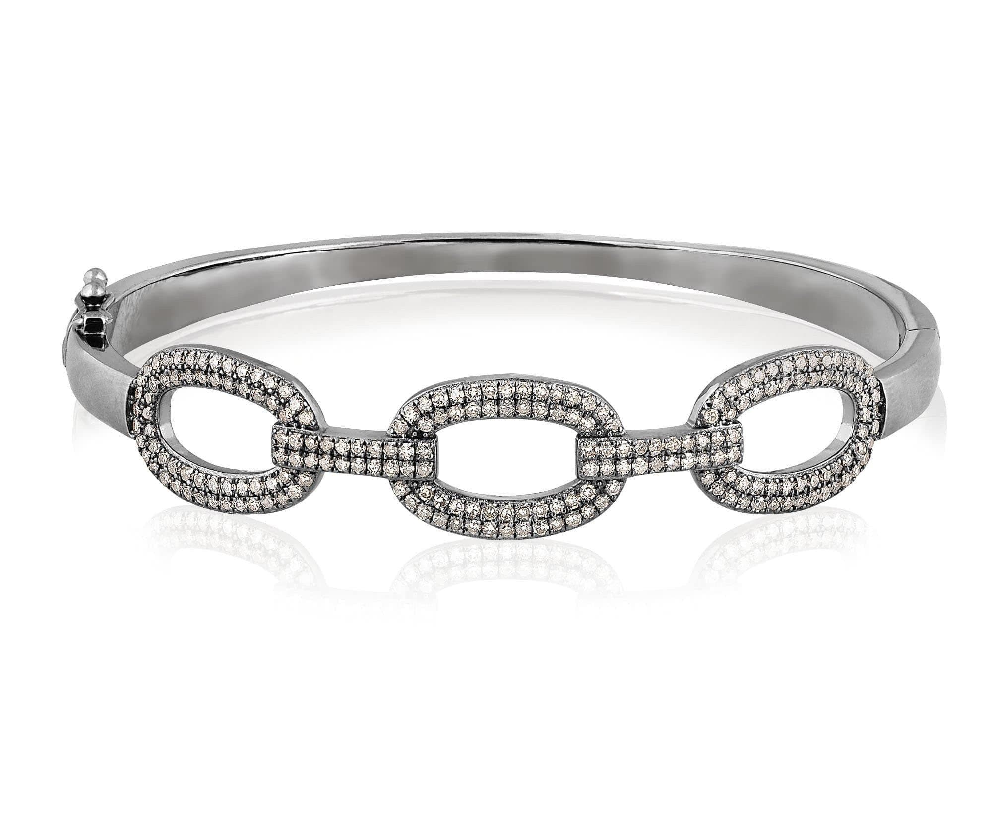 ela rae link luxe diamond bangle sterling silver