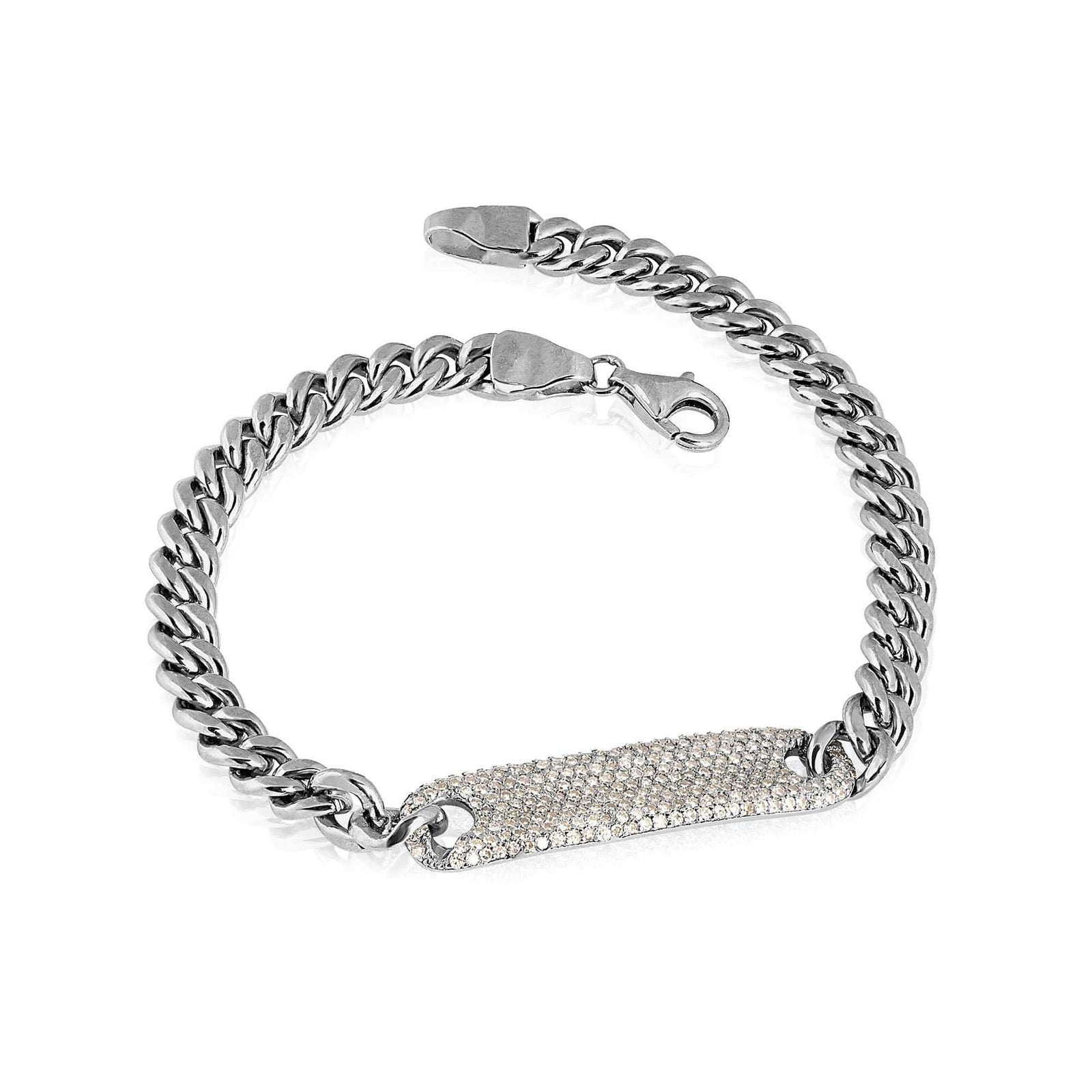 ela rae diamond id chain bracelet sterling silver