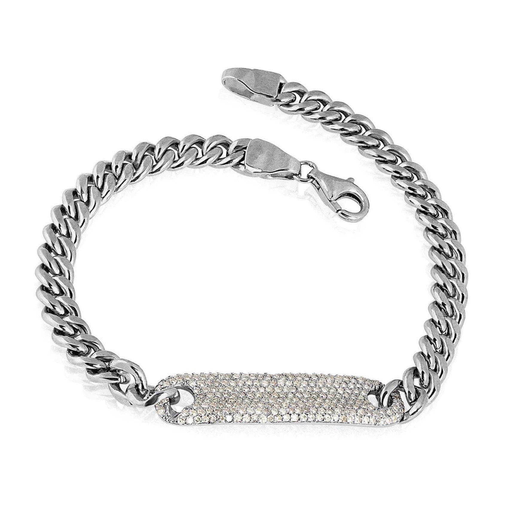 ela rae diamond id chain bracelet sterling silver