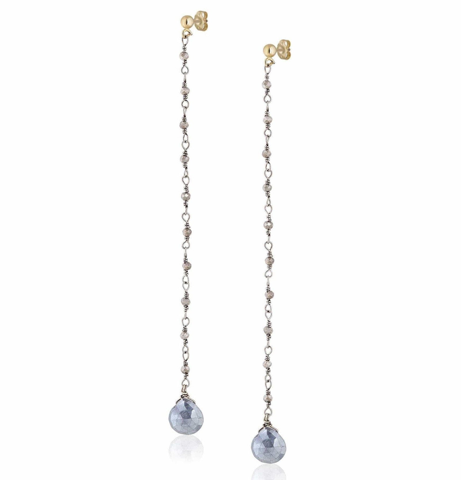 ela rae linear stone dangles pyrite mystic moonstone sterling silver