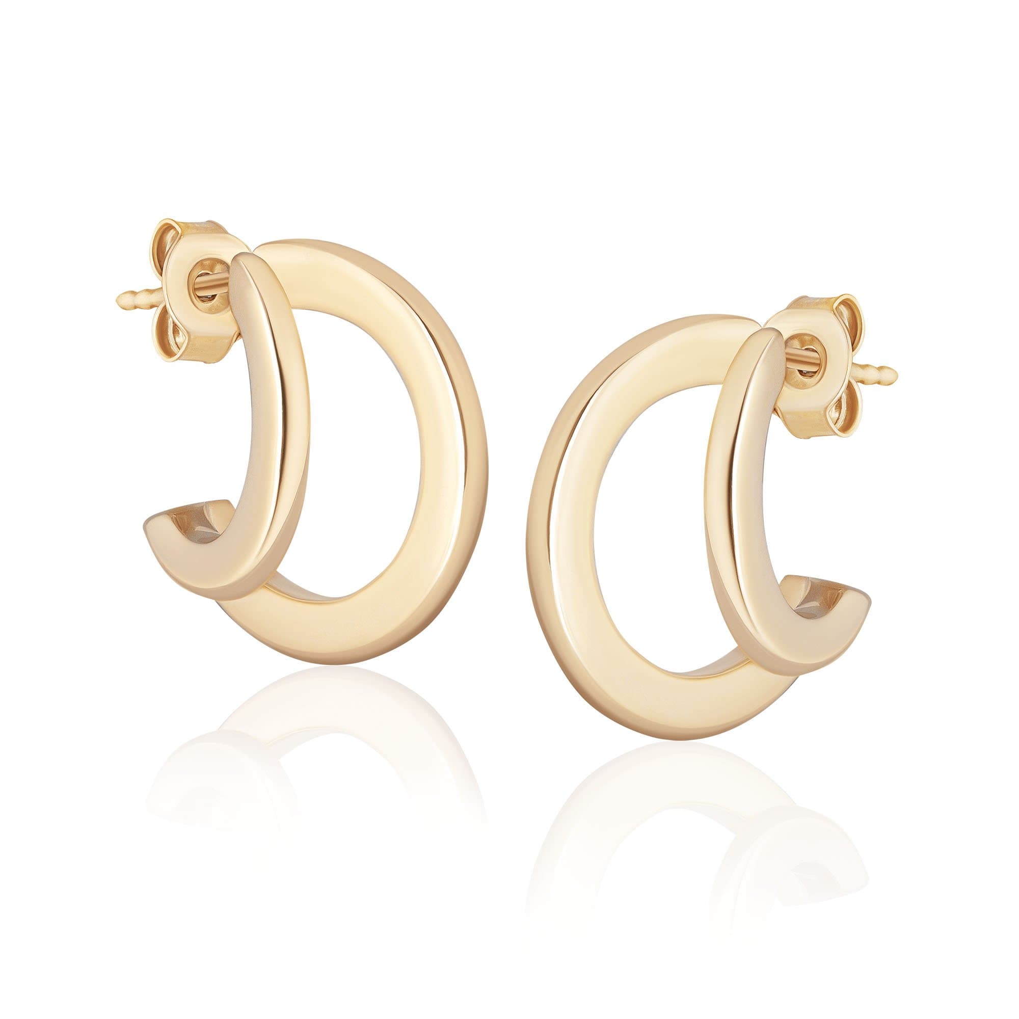 ela rae double huggies 14k yellow gold plate