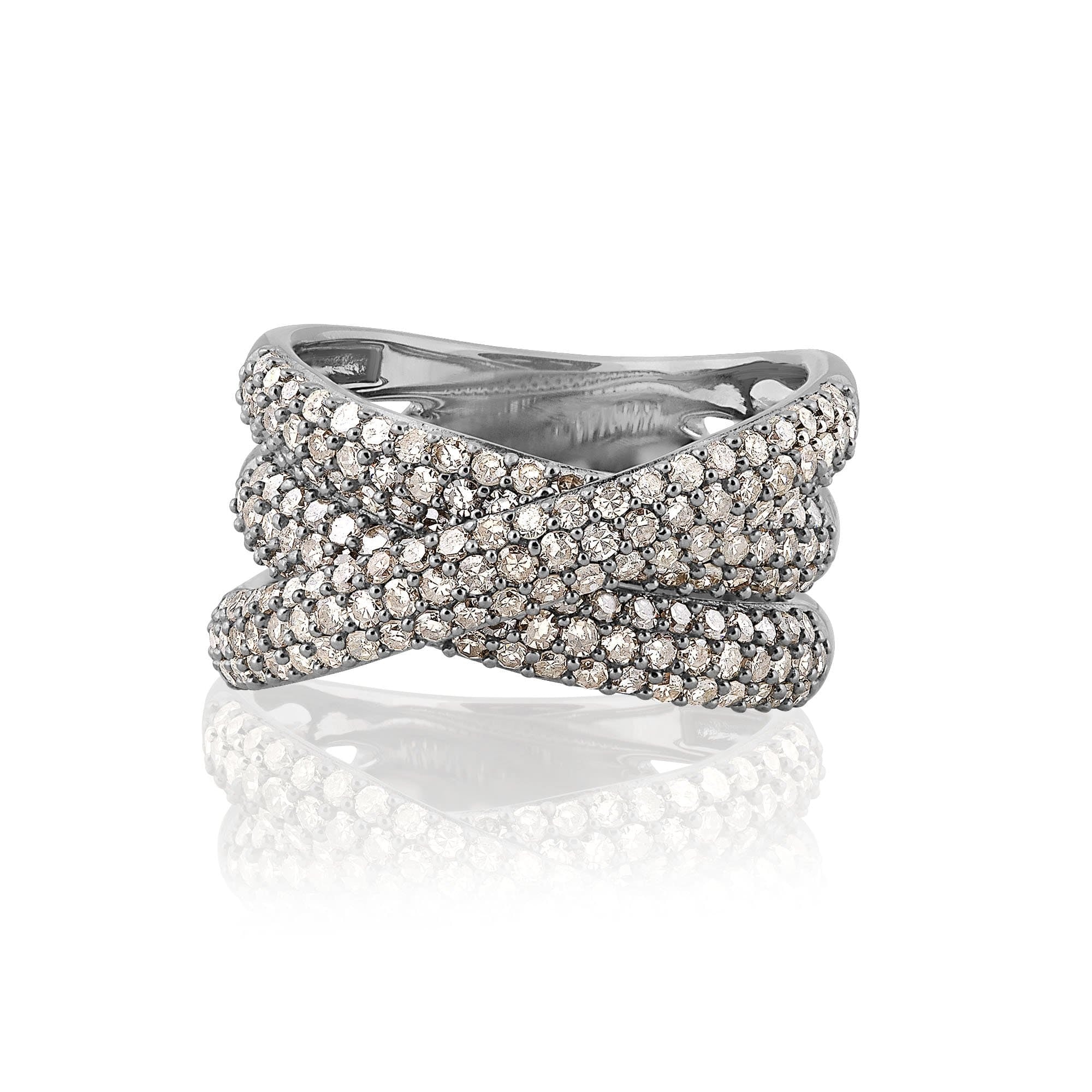 ela rae lara luxe pave diamond band ring sterling silver