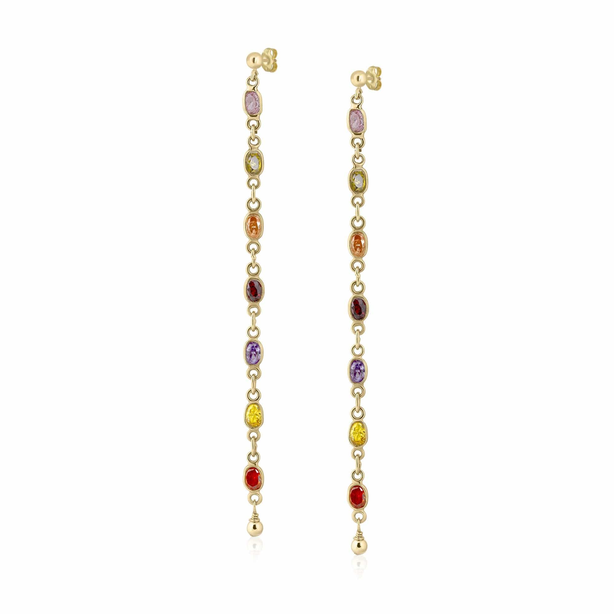 ela rae callie cz dangles multicolor cubic zirconia 14k yellow gold plate