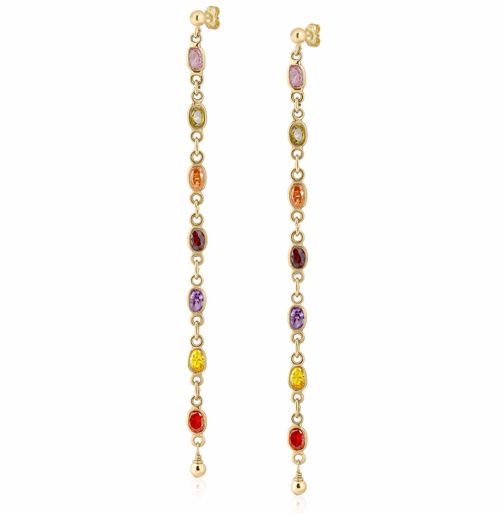 ela rae callie cz dangles multicolor cubic zirconia 14k yellow gold plate