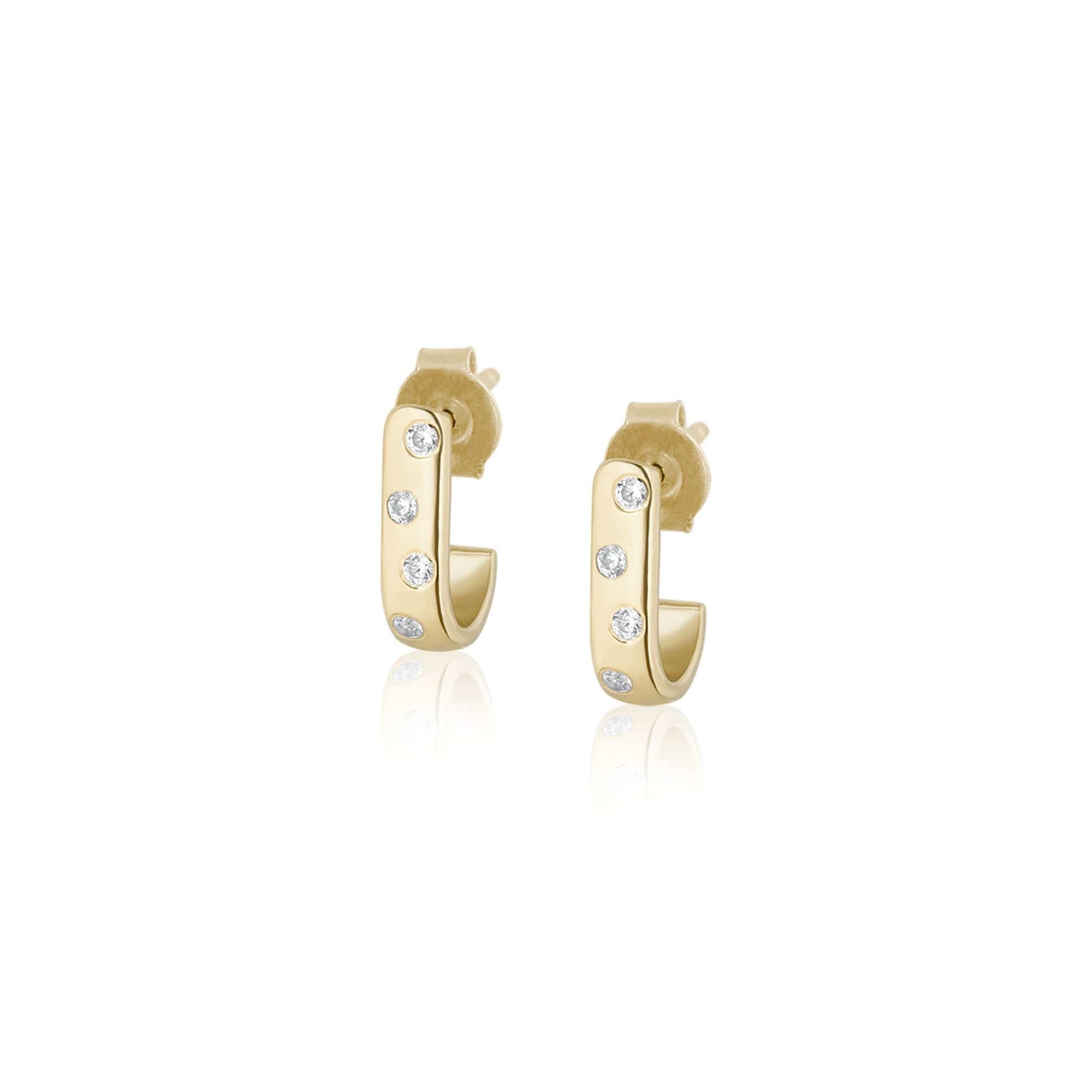 ela rae j hoops white zircon 14k yellow gold plate