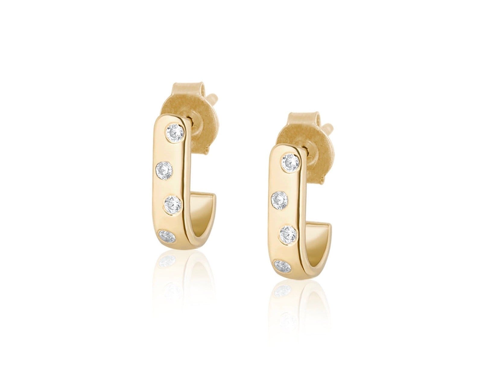 ela rae j hoops white zircon 14k yellow gold plate