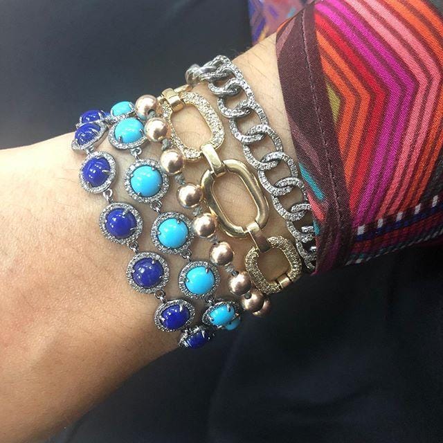 ela rae layne diamond link bracelet 14k yellow gold stacks